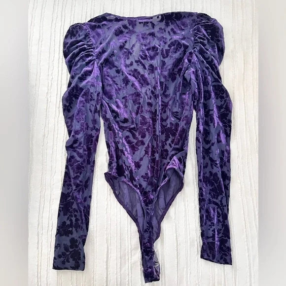 NWT Free People Magic Hour Velvet Bodysuit (Color Deep Sea Combo) Size XS - Picture 4 of 7